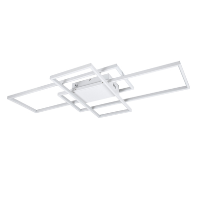 GLOBOSTAR® QUADRA 61389 Μοντέρνο Φωτιστικό Οροφής LED 120W 14400lm 120° AC 220-240V IP20 Ρυθμιζόμενο Λευκό CCT με Χειριστήριο από 2700K έως 6000K Dimmable - Lumileds SMD Chip - Λευκό Ματ - Μ105 x Π60 x Υ9cm - 3 Χρόνια Εγγύηση