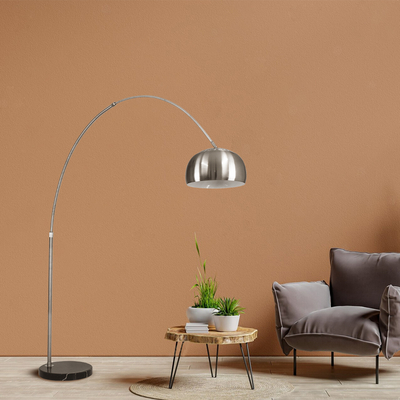 GLOBOSTAR® PRAGUE 00990 Μοντέρνο Επιδαπέδιο Φωτιστικό με Ντουί 1 x E27 AC 220-240V IP20 - Νίκελ Βούρτσας - Μ210 x Π45 x Υ220cm