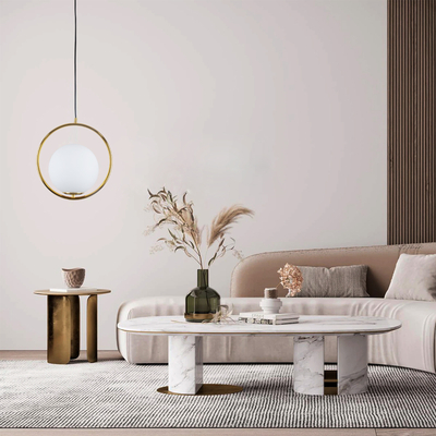 GLOBOSTAR® MADRID 00932 Μοντέρνο Κρεμαστό Φωτιστικό Οροφής με Ντουί 1 x E27 AC 220-240V IP20 - Χρυσό & Λευκό - Μ30 x Π20 x Υ30cm