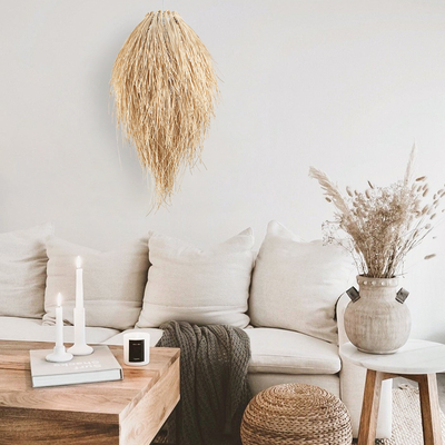 GLOBOSTAR® ARCHIPELAGO 01747 Boho Κρεμαστό Φωτιστικό Οροφής με Ντουί 1 x E27 AC 220-240V IP20 - Μπεζ - Μ30 x Π30 x Υ63cm