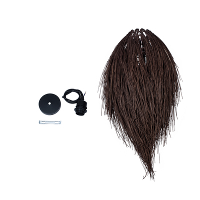 GLOBOSTAR® ARCHIPELAGO 01748 Boho Κρεμαστό Φωτιστικό Οροφής με Ντουί 1 x E27 AC 220-240V IP20 - Καφέ - Μ30 x Π30 x Υ63cm