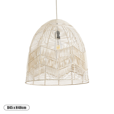 GLOBOSTAR® ALOHA 01751 Boho Κρεμαστό Φωτιστικό Οροφής με Ντουί 1 x E27 AC 220-240V IP20 - Μπεζ - Μ45 x Π45 x Υ48cm