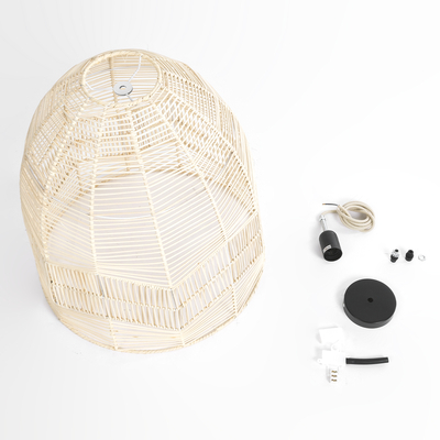 GLOBOSTAR® ALOHA 01751 Boho Κρεμαστό Φωτιστικό Οροφής με Ντουί 1 x E27 AC 220-240V IP20 - Μπεζ - Μ45 x Π45 x Υ48cm