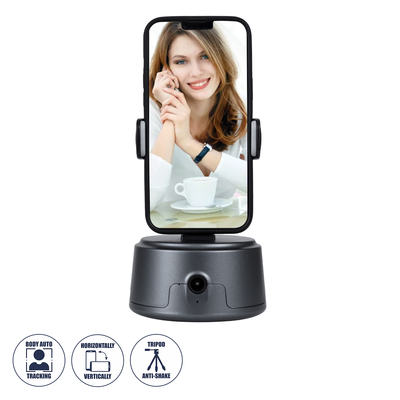 GloboStar® 86005 Following Face Auto Tracking Live Steaming Mobile Stand - Βάση Κινητού με Ανιχνευτή Κίνησης & Βάση για Τρίποδο - Μαύρο