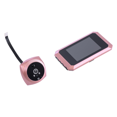 GloboStar® 86064 Επαναφορτιζόμενη Ψηφιακή Έξυπνη Camera Εξώπορτας 90° Μοιρών με Έγχρωμη Οθόνη 4.1 Inches - USB - Νυχτερινή Όραση με LED IR - Κουδούνι - Ροζ