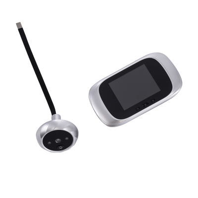 GloboStar® 86067 Επαναφορτιζόμενη Ψηφιακή Έξυπνη Camera Εξώπορτας 90° Μοιρών με Έγχρωμη Οθόνη 2.8 Inches - USB - Νυχτερινή Όραση με LED IR - Κουδούνι - Ασημί