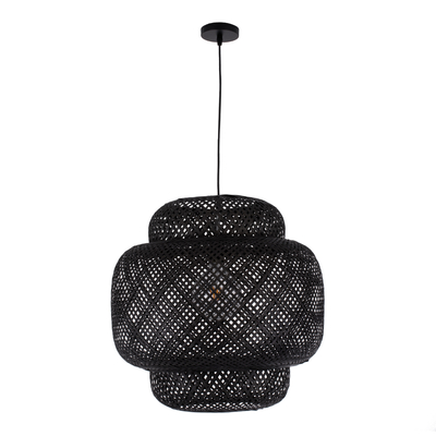 GLOBOSTAR® MALDIVES 00579 Boho Κρεμαστό Φωτιστικό Οροφής με Ντουί 1 x E27 AC 220-240V IP20 - Μαύρο - Μ56 x Π56 x Y54cm