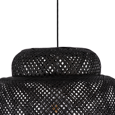 GLOBOSTAR® MALDIVES 00579 Boho Κρεμαστό Φωτιστικό Οροφής με Ντουί 1 x E27 AC 220-240V IP20 - Μαύρο - Μ56 x Π56 x Y54cm