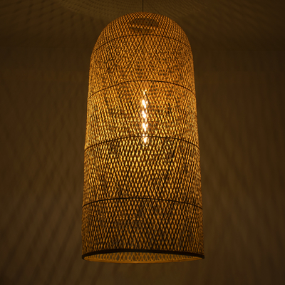 GLOBOSTAR® CALERO 00671 Boho Κρεμαστό Φωτιστικό Οροφής με Ντουί 1 x E27 AC 220-240V IP20 - Μπεζ - Μ50 x Π50 x Y110cm