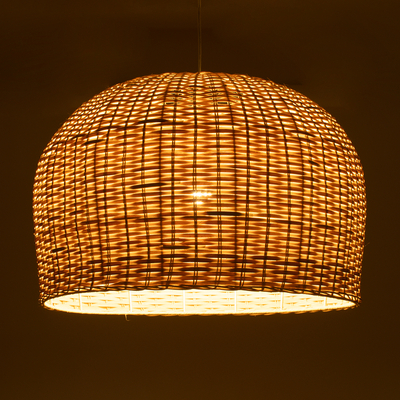 GLOBOSTAR® BERMUDA 01709 Boho Κρεμαστό Φωτιστικό Οροφής με Ντουί 1 x E27 AC 220-240V IP20 - Μπεζ - Μ50 x Π50 x Y34cm