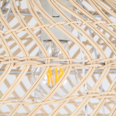 GLOBOSTAR® COMORES 01727 Boho Κρεμαστό Φωτιστικό Οροφής με Ντουί 1 x E27 AC 220-240V IP20 - Μπεζ - Μ40 x Π40 x Y20cm