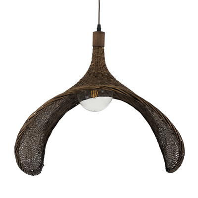 GLOBOSTAR® CUBA 01768 Boho Κρεμαστό Φωτιστικό Οροφής με Ντουί 1 x E27 AC 220-240V IP20 - Καφέ - Μ80 x Π80 x Υ49cm