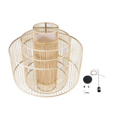 GLOBOSTAR® HIBISCUS 01780 Boho Κρεμαστό Φωτιστικό Οροφής με Ντουί 1 x E27 AC 220-240V IP20 - Μπεζ - Μ100 x Π100 x Y100cm