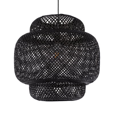 GLOBOSTAR® MALDIVES 00579 Boho Κρεμαστό Φωτιστικό Οροφής με Ντουί 1 x E27 AC 220-240V IP20 - Μαύρο - Μ56 x Π56 x Y54cm