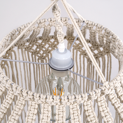 GLOBOSTAR® ALGERIA 36202 Μοντέρνο Κρεμαστό Φωτιστικό Οροφής με Ντουί 1 x E27 AC 220-240V IP20 - Μπεζ - Μ40 x Π40 x Υ50cm