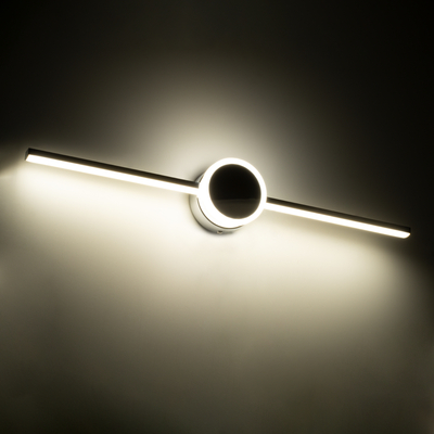 GLOBOSTAR® OPAL 60455 Μοντέρνο Φωτιστικό Τοίχου - Απλίκα Καθρέπτη Μπάνιου LED 14W 1600lm 180° AC 220-240V IP20 Φυσικό Λευκό 4500K - Lumileds SMD Chip & TÜV SÜD Driver - Νίκελ Χρώμιο - Μ60 x Π6 x Υ10cm - 3 Χρόνια Εγγύηση