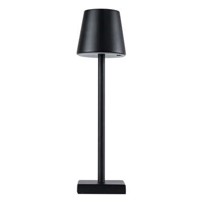 GloboStar® NEGA 60473 Μοντέρνο Επιτραπέζιο Φωτιστικό Πορτατίφ LED 2.2W 154lm 360° DC 5V Επαναφορτιζόμενο με Μπαταρία Li-ion 4000mAh - Διακόπτη Αφής - Θερμό Λευκό 2700K - Dimmable - D10 x H39cm - Μαύρο - 2 Years Warranty