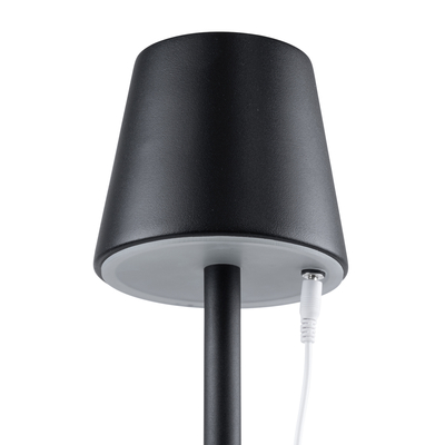 GloboStar® NEGA 60477 Μοντέρνο Επιδαπέδιο Φωτιστικό LED 2.2W 154lm 360° DC 5V IP44 Θερμό Λευκό 2700K Dimmable με Διακόπτη Αφής - Επαναφορτιζόμενο με Μπαταρία Li-ion 4000mAh - Μαύρο - Φ10 x Υ135cm - 2 Χρόνια Εγγύηση