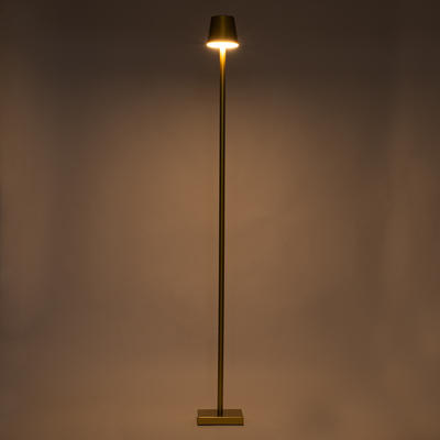 GloboStar® NEGA 60479 Μοντέρνο Επιδαπέδιο Φωτιστικό LED 2.2W 154lm 360° DC 5V IP44 Θερμό Λευκό 2700K Dimmable με Διακόπτη Αφής - Επαναφορτιζόμενο με Μπαταρία Li-ion 4000mAh - Χρυσό Πλατίνα - Φ10 x Υ135cm - 2 Χρόνια Εγγύηση