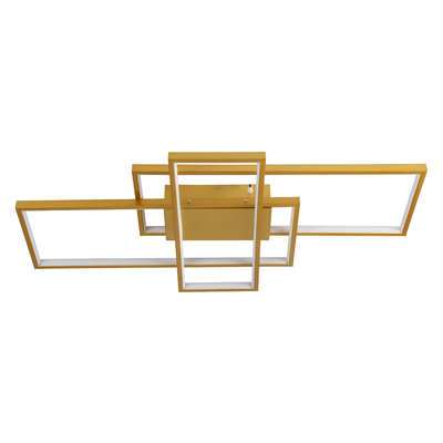 GLOBOSTAR® QUADRA 61387 Μοντέρνο Φωτιστικό Οροφής LED 100W 12000lm 120° AC 220-240V IP20 Ρυθμιζόμενο Λευκό CCT με Χειριστήριο από 2700K έως 6000K Dimmable - Lumileds SMD Chip - Χρυσό Βούρτσας - Μ85 x Π45 x Υ9cm - 3 Χρόνια Εγγύηση