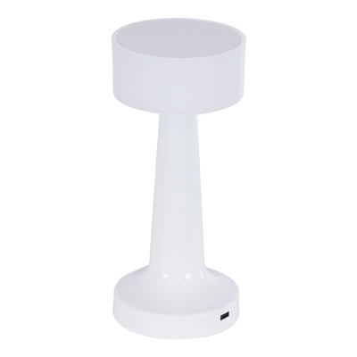 GloboStar® NANNA 76471 Επαναφορτιζόμενο Επιτραπέζιο Φωτιστικό Πορτατίφ LED 1.5W 105lm 120° DC 5V IP44 CCT Ultra Θερμό 1500K - Φυσικό Λευκό 4500K - Ψυχρό Λευκό 6000K Dimmable Λευκό Πλαστικό - Μ9 x Π9 x Υ21cm - 2 Χρόνια Εγγύηση