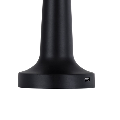 GloboStar® NANNA 76472 Επαναφορτιζόμενο Επιτραπέζιο Φωτιστικό Πορτατίφ LED 1.5W 105lm 120° DC 5V IP44 CCT Ultra Θερμό 1500K - Φυσικό Λευκό 4500K - Ψυχρό Λευκό 6000K Dimmable Μαύρο & Λευκό Πλαστικό - Μ9 x Π9 x Υ21cm - 2 Χρόνια Εγγύηση