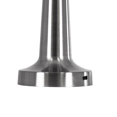 GloboStar® NANNA 76473 Επαναφορτιζόμενο Επιτραπέζιο Φωτιστικό Πορτατίφ LED 1.5W 105lm 120° DC 5V IP44 CCT Ultra Θερμό 1500K - Φυσικό Λευκό 4500K - Ψυχρό Λευκό 6000K Dimmable Ασημί & Λευκό Πλαστικό - Μ9 x Π9 x Υ21cm - 2 Χρόνια Εγγύηση