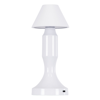 GloboStar® LUNNA 76476 Επαναφορτιζόμενο Επιτραπέζιο Φωτιστικό Πορτατίφ LED 1.5W 105lm 120° DC 5V IP44 CCT Ultra Θερμό 1500K - Φυσικό Λευκό 4500K - Ψυχρό Λευκό 6000K Dimmable Λευκό Πλαστικό - Μ9 x Π9 x Υ23cm- 2 Χρόνια Εγγύηση