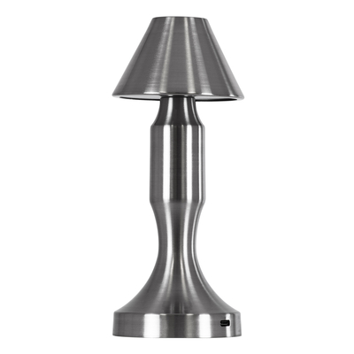 GloboStar® LUNNA 76478 Επαναφορτιζόμενο Επιτραπέζιο Φωτιστικό Πορτατίφ LED 1.5W 105lm 120° DC 5V IP44 CCT Ultra Θερμό 1500K - Φυσικό Λευκό 4500K - Ψυχρό Λευκό 6000K Dimmable Ασημί Πλαστικό - Μ9 x Π9 x Υ23cm - 2 Χρόνια Εγγύηση