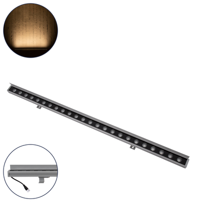 GLOBOSTAR® WASHERFAIA 90186 Μπάρα Φωτισμού Wall Washer με Αντιθαμβωτική Γρίλια LED 24W 2640lm 15° DC 24V Αδιάβροχο IP65 Θερμό Λευκό 2700K Dimmable - Bridgelux SMD Chip - Ασημί - Μ100 x Π4 x Υ5.5cm - 3 Χρόνια Εγγύηση