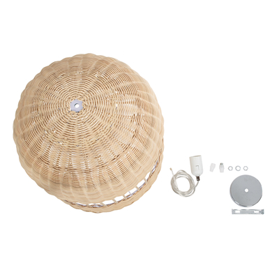 GLOBOSTAR® LUCIA 01725 Boho Κρεμαστό Φωτιστικό Οροφής με Ντουί 1 x E27 AC 220-240V IP20 - Μπεζ - Μ40 x Π40 x Y34cm