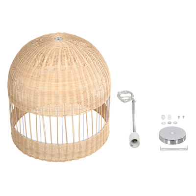 GLOBOSTAR® LUCIA 01726 Boho Κρεμαστό Φωτιστικό Οροφής με Ντουί 1 x E27 AC 220-240V IP20 - Μπεζ - Μ60 x Π60 x Y60cm