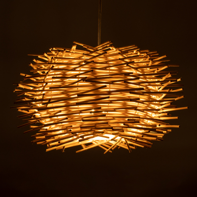 GLOBOSTAR® MINORCA 01730 Boho Κρεμαστό Φωτιστικό Οροφής με Ντουί 1 x E27 AC 220-240V IP20 - Μπεζ - Μ35 x Π35 x Y23cm