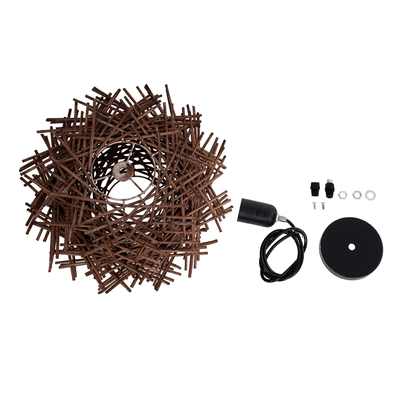 GLOBOSTAR® MINORCA 01732 Boho Κρεμαστό Φωτιστικό Οροφής με Ντουί 1 x E27 AC 220-240V IP20 - Καφέ - Μ30 x Π30 x Υ18cm