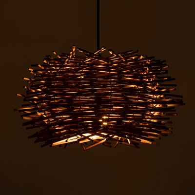 GLOBOSTAR® MINORCA 01732 Boho Κρεμαστό Φωτιστικό Οροφής με Ντουί 1 x E27 AC 220-240V IP20 - Καφέ - Μ30 x Π30 x Υ18cm