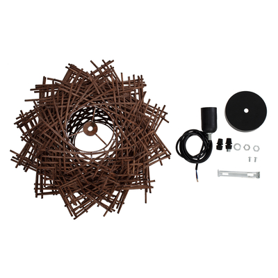 GLOBOSTAR® MINORCA 01733 Boho Κρεμαστό Φωτιστικό Οροφής με Ντουί 1 x E27 AC 220-240V IP20 - Καφέ - Μ35 x Π35 x Υ23cm