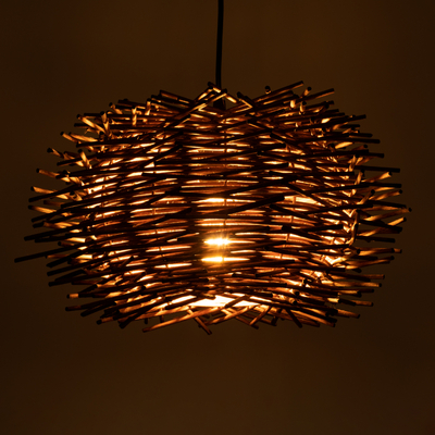 GLOBOSTAR® MINORCA 01733 Boho Κρεμαστό Φωτιστικό Οροφής με Ντουί 1 x E27 AC 220-240V IP20 - Καφέ - Μ35 x Π35 x Υ23cm