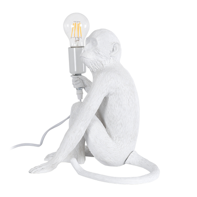 GloboStar® APES 01808 Μοντέρνο Επιτραπέζιο Φωτιστικό Πορτατίφ Μονόφωτο 1 x E27 IP20 Λευκό Πλαστικό - Μ30 x Π27 x Υ30cm