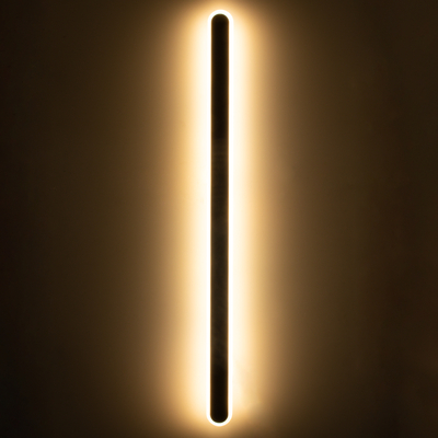 GLOBOSTAR® HOUSTON 61349 Μοντέρνο Φωτιστικό Τοίχου - Απλίκα LED 24W 2880lm 360° AC 220-240V IP20 Ρυθμιζόμενο Λευκό CCT με On/Off 2700K/4500K/6000K - Lumileds SMD Chip - Μαύρο Ματ - Μ6 x Π3 x Υ100cm - 3 Χρόνια Εγγύηση