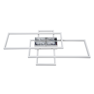 GLOBOSTAR® QUADRA 61386 Μοντέρνο Φωτιστικό Οροφής LED 100W 12000lm 120° AC 220-240V IP20 Ρυθμιζόμενο Λευκό CCT με Χειριστήριο από 2700K έως 6000K Dimmable - Lumileds SMD Chip - Λευκό Ματ - Μ85 x Π45 x Υ9cm - 3 Χρόνια Εγγύηση