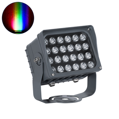 GLOBOSTAR® FLOODXENA 90700 Προβολέας Σποτ Wall Washer με Αντιθαμβωτική Γρίλια LED 48W 4080lm 10° DC 24V Αδιάβροχο IP65 Πολύχρωμο RGBW Dimmable DMX512 - Bridgelux SMD Chip - Γκρι Ανθρακί - Μ17.5 x Π12.5 x Υ18cm - 3 Χρόνια Εγγύηση