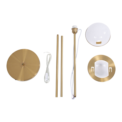 GLOBOSTAR® HUDSON 00500 Μοντέρνο Επιδαπέδιο Φωτιστικό με Ντουί 1 x E27 AC 220-240V IP20 - Λευκό & Χρυσό - Μ20 x Π20 x Υ177cm