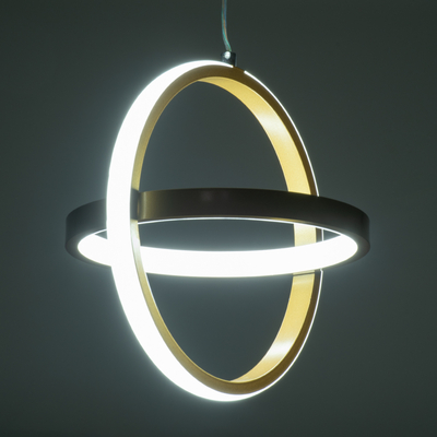 GLOBOSTAR® ALICE 61057 Μοντέρνο Κρεμαστό Φωτιστικό Οροφής LED 20W 2400lm 300° AC 220-240V IP20 Ρυθμιζόμενο Λευκό CCT με On/Off 2700K/4500K/6000K - Lumileds SMD Chip - Χρυσό Βούρτσας - Μ25 x Π22 x Υ25cm - 3 Χρόνια Εγγύηση