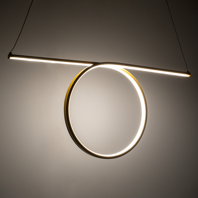 GLOBOSTAR® ROME 61297 Μοντέρνο Κρεμαστό Φωτιστικό Οροφής LED 24W 2640lm 200° AC 220-240V IP20 Ρυθμιζόμενο Λευκό CCT με On/Off 2700K/4500K/6000K - Lumileds SMD Chip - Χρυσό Βούρτσας - Μ65.5 x Π4 x Υ33cm - 3 Χρόνια Εγγύηση