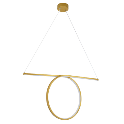 GLOBOSTAR® ROME 61297 Μοντέρνο Κρεμαστό Φωτιστικό Οροφής LED 24W 2640lm 200° AC 220-240V IP20 Ρυθμιζόμενο Λευκό CCT με On/Off 2700K/4500K/6000K - Lumileds SMD Chip - Χρυσό Βούρτσας - Μ65.5 x Π4 x Υ33cm - 3 Χρόνια Εγγύηση