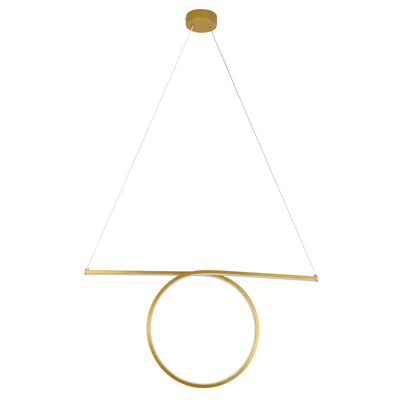 GLOBOSTAR® ROME 61297 Μοντέρνο Κρεμαστό Φωτιστικό Οροφής LED 24W 2640lm 200° AC 220-240V IP20 Ρυθμιζόμενο Λευκό CCT με On/Off 2700K/4500K/6000K - Lumileds SMD Chip - Χρυσό Βούρτσας - Μ65.5 x Π4 x Υ33cm - 3 Χρόνια Εγγύηση