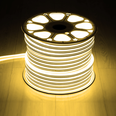 GloboStar® 70492 DOUBLE-SIDED 120°+120° Degree Neon Flex Epistar LED SMD 2835 1m 12W/m 120LED/m 840lm/m 120°+120° DC 230V Αδιάβροχη IP68 Θερμό Λευκό 2700K Dimmable