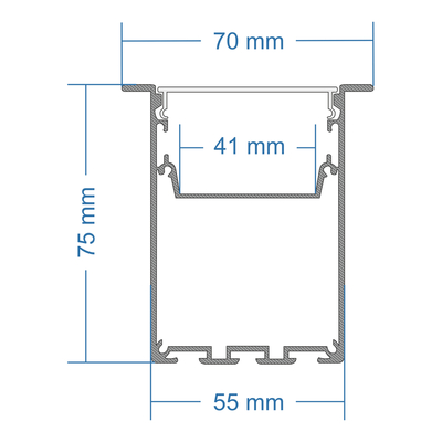 GloboStar® RECESS-PROFILE 70833-3M Προφίλ Αλουμινίου - Βάση & Ψύκτρα Ταινίας LED με Λευκό Γαλακτερό Κάλυμμα - Χωνευτή Χρήση - Πατητό Κάλυμμα - Λευκό - 3 Μέτρα - Μ300 x Π7.5 x Υ7cm