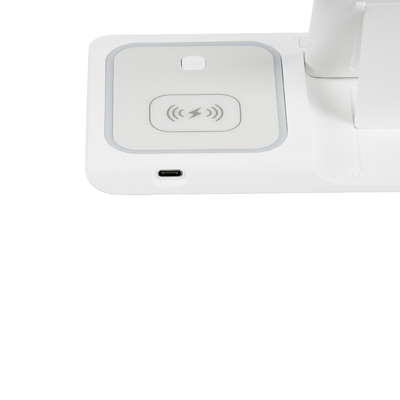 GloboStar® 79706 Επιτραπέζια Σταθερή Βάση Ασύρματης Φόρτισης Fast Charging για Κινητά - Earphones - Smart Watches 15W Max - Λευκό