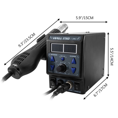 GLOBOSTAR® YIHUA-8786D 79972 Ψηφιακός Σταθμός Συγκόλλησης Θερμού Αέρα με Ψηφιακή Οθόνη & Κολλητήρι 1200W AC 220-240V IP20 - Μ15 x Π23.5 x Υ14cm - 2 Χρόνια Εγγύηση